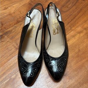 Vintage Salvatore Ferragamo Black Patent Leather Heels